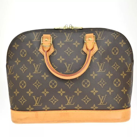 LOUIS VUITTON LV Logo Alma Hand Bag Monogram Leather Brown France M51130 79EA910 - Picture 3 of 15